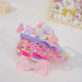 Tomolucky Direct 7PCS Headband for Girls,Cute Sparkly Girls Headband Glitter Hair Bands Non Slip Bow Hair Accessories Sweet Hairband for Women,Girl