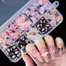 [Overseas] Sanrio Nail Parts Kuromi Nail Art Accessories Little Red Book Explosion Lovely Puppy Cartoon Resin Sanrio Jewelry 10 Boxes 50 Pieces/DLG57- 1 4ea