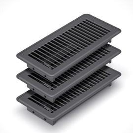 FanGoFast 4" x 10" (Duct Opening Size) Floor Register Dark Gray 3 Pack Premium Steel Easy Adjust Floor Vent Cover for Home