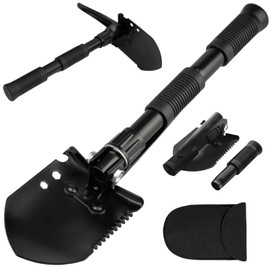 Mini Pala Plegable para Camping, Pala Supervivencia con Pico, Pala Plegable Militar 3 en 1 de Acero, Adecuado para jardinería, Camping, excavación, Dr