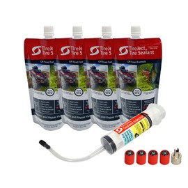 TireJect Off-Road Tubeless Tire Sealant Kit: Fix a Flat Tire & Prevent Flat Tires, Seal Punctures Leaks Dry Rot Thorns Nails Screws, tire Repair Slime, Puncture tire Sealer (40oz, 4-Tire Value Pack)