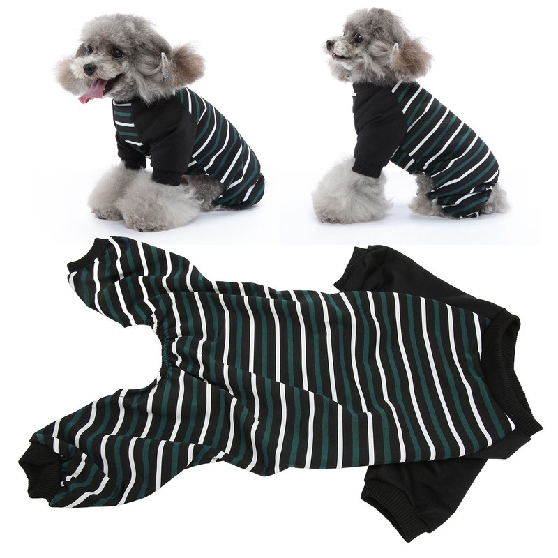 Striped Dog Pajamas Soft Stretchy Fashionable 4 Legged Puppy Pajamas