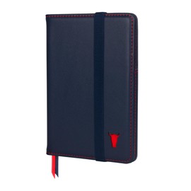 TORRO Passport Cover - Genuine Leather Passport Holder with Elastic Closure Strap (Navy), Navy Blue with Red Stitching, Compact