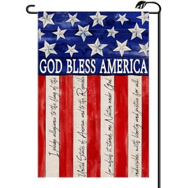 4th of July God Bless America Garden Flag 12x18 Inch Double Sided Stars and Stripes Patriotic Memorial Day Small Flags Farmhouse Outside Decoration For Yard (ONLY FLAG) MG34