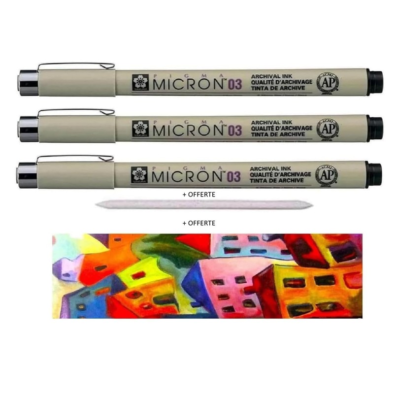 Sakura Pigma Micron Black 03. set 3 Fineliners