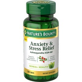 Nature’s Bounty Anxiety & Stress Relief  Supplement, Ashwagandha KSM-66 , 50 Ct