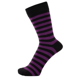 ZAKIRA Finest Combed Cotton Striped Dress Socks for Men, Women, 4-6 (UK), Purple/Black