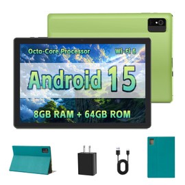 paitanry Tablet 10 Inch – Android 15 Tablets for Adults – GMS Certified Tablet Computer with HD IPS Display, Octa-Core, 8GB RAM 64GB ROM Expandable to 1TB, Wi-Fi 6, Dual Camera, 5000mAh – Green