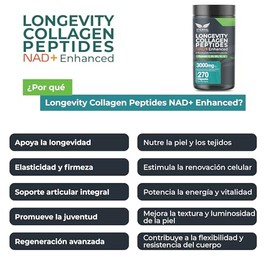 ETERNAL NUTRITION Longevity: Colágeno Hidrolizado Bovino + NAD+ (270 Caps)