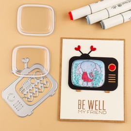 12pcs/set10pcs, Dimensional Shaker Domes with 2pcs, TV Metal Stencils for TV, Plastic Dimensional Domes for Shaker, Card Making, Handmade Crafts