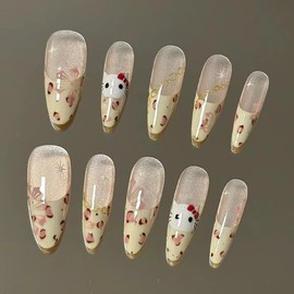 Handmade Nail Tip, 3D, Korean Popular, Strawberry, 5d Nail Art, False Nail Design, 24 Pieces, Popular, Cute, Simple, Fashion, Party, Daily Life, Bride Nails, Glossy False Nails