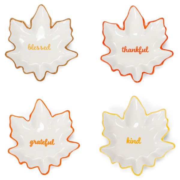 Transpac Kind Blessed Thankful Grateful - Juego de 4 platos