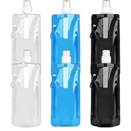 Shengruili Foldable Drinking Bottle, Pack of 6 Drinking Bottles, Foldable, Reusable Drinking Bottle, Foldable Water Bottle Set with Screw Cap, for Hiking, Adventure, Travel, Unisex Adult (500 ml)