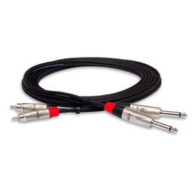 Hosa HPR-005X2 Dual REAN 1/4" TS to RCA Pro Stereo Interconnect Cable, 5 Feet
