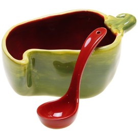 Certified International Chili Pepper 3D Salsa Bowl with Spoon, 6-1/2 by 4-1/4 by 3-Inch