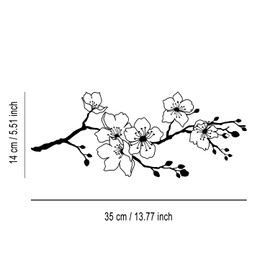 LIYOUYA Cherry Blossom Branch Metal Wall Decor - Rustic Farmhouse Room Decor Simple Japanese Black Wall Art Home Decor for Living Room, Bathroom, Bedroom, Dining Room (Black)