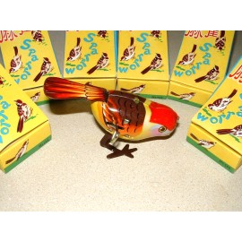 CLOCKWORK VINTAGE CLOCKWORK WIND-UP HOPPING SPARROW TOYS LOT OF 6 NEW IN BOX & WORKING