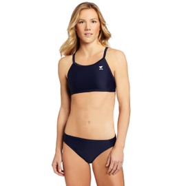 TYR Women's Durafast Diamondfit Workout Bikini for Swim Racing and Training, Navy, Small