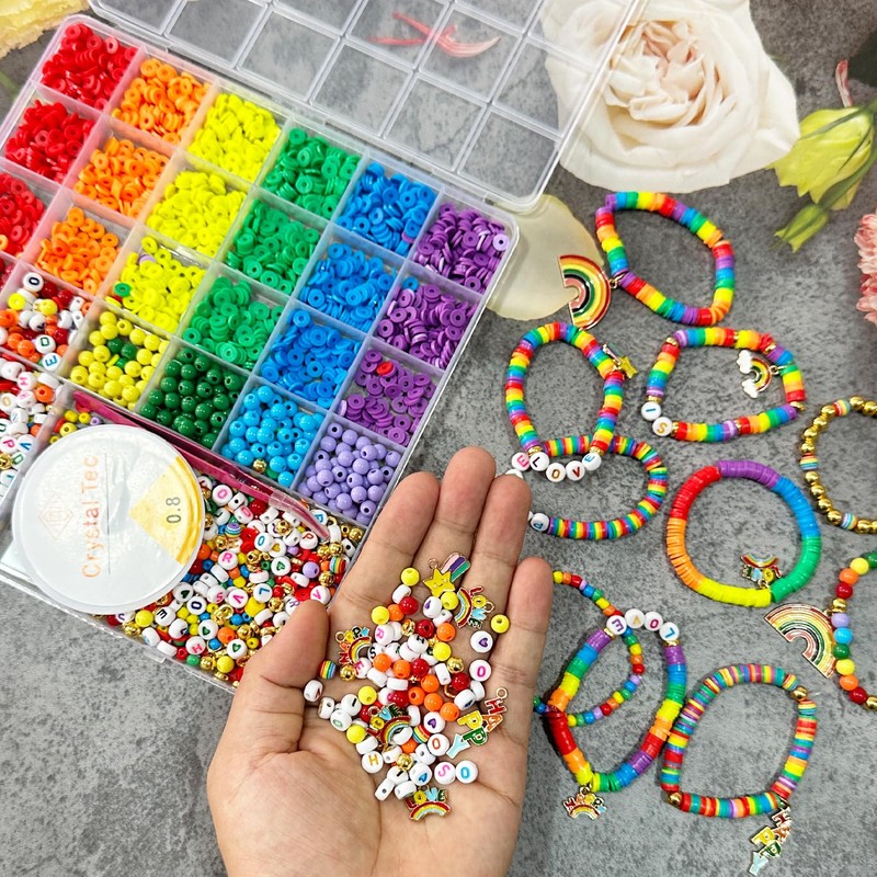 Pride Rainbow Clay Beads Bracelets Making Kit, Love is Love