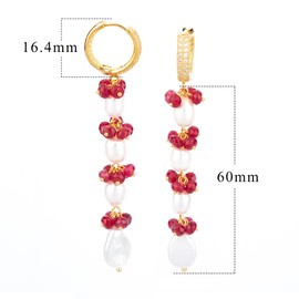 Pearl Drop Earrings for Women, 18K Gold Plated, zircon (YMXA00403)