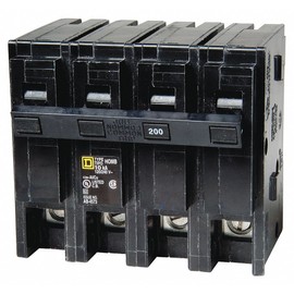 Square D Plug in Circuit Breaker, HOM, Number of Poles 2, 200 Amps, 120/240VAC, Standard