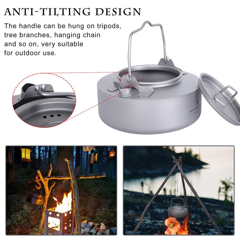 Boundless Voyage Titanium Kettle 700ml/1.0L with Folding Handle & Filter