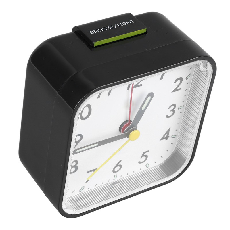 Small Clock Black Alarm Silent Minimalistic Design Snooze with Backlight