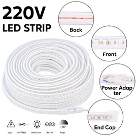 pcningled external1M led Strip Light Newly Upgraded SMD 5730 220V IP67 Waterproof 120 LEDs/M 9W/M Cuttable Every 1M Ultra Bright Flexible Lighting for Indoor and Outdoor Use(White, 1M)