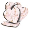 4 x Heart Coasters - Pink & Gold Marble Art