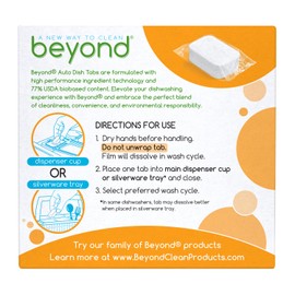 Beyond Auto Dishwasher Tablets [32 tablets] - Fragrance & Dye Free - Certified Biobased. Powerful. Plant-Based Ingredients