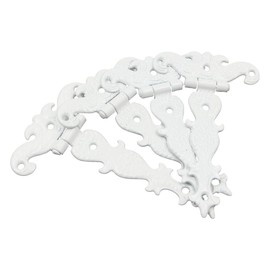 ieron 4 Pieces Antique Shed Door Hinges with Screws, Heavy Duty T Shaped Carved Zinc Alloy Hinges for Furniture, Bookshelf, Wooden Box (White)