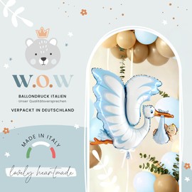 Balloa Palloncino XXL in alluminio a forma di cicogna con bambino, palloncino ad elio per decorazione di nascita, palloncino per decorazione di feste per bambini, regalo per la nascita di un figlio
