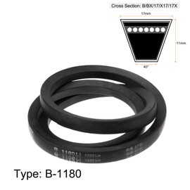 sourcing map B-1180Li V-belt drive belt, 1180 mm, inner circumference rubber for power transmission, pack of 2