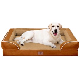 Comfort Expression Orthopedic Dog Bed for Extra Large Dogs, PV Washable Dog Sofa Bed Jumbo, Waterproof Dog Bed with Removable Cover & Non-Slip Bottom(Jumbo,Caramel)