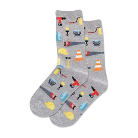 Hotsox Kid's Tools Crew Socks 1 Pair, Grey Heather, Kid's Small/Medium