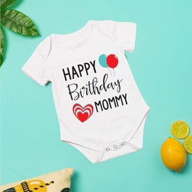 G-Amber Happy Birthday Mommy Baby Boys Girls Romper Bodysuit Infant Funny Jumpsuit Outfit 0-3Months