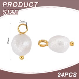 PH PandaHall 24pcs Freshwater Pearl Charms Natural Pearl Beads Charms Pearl Dangle Drop Charms Smaller Pearl Charm Pendant with Brass Loops for DIY Necklace Bracelet Earring Jewelry Making 17mm