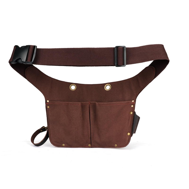 TOURBON Genuine Leather Tool Belt Pouch with Adjustable Waist Belt