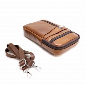 Deep Zone Belt Pouch, Hip Bag, Men's, Casual, Business, Genuine Leather, Waist Bag, Braun