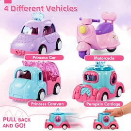 Lehoo Castle Princess Toys for 2 Year Old Girl, Girl Cars for Toddlers 1-3 with Lights & Music, Friction Powered Toddler Girl Toys, 2 Year Old Girl Birthday Gift