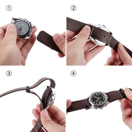 BINLUN Leather Watch Straps Crazy Horse Oiled Leather Watch Bands 18mm 19mm 20mm 21mm 22mm 24mm Replacement One-Piece Watchbands for Men and Women Silver & Black Buckle