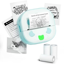 Sticker Printer, PrintPods Mini Printer, Bluetooth Portable Sticker Maker with 3 Rolls Paper, Print Pod Inkless Thermal Printers for iphone,...       