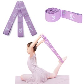 Yoga Strap, Dance Training Elastic Band, Exercise Stretch Belt Sport Strap with 10 Loops for Resistance Assist on Leg, Hamstring Workout Fitness,Physical Therapy,Yoga, Dance & Gymnastics