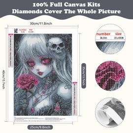 SENQAO Gothic Diamond Art Kits for Adults, Gothic DIY 5D Diamond Painting Kits Full Drill Diamond Dots Paintings with Diamonds Gem Art and Crafts Home Decor 12x16inch