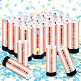 Seenelling 24 Pack Gender Reveal Confetti Cannon Mini Gender Reveal Poppers Confetti Cannon with Stickers Boy or Girl Gender Reveal Party Supplies for Baby Shower Party (Blue)