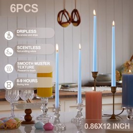 6 Pack Taper Candles - Taper Candles 12 Inch Dripless, Smokeless & Unscented - 8 Hours Long Burning - Hand Poured Tall Candlesticks - Ideal for Weddings, Dinner Parties, and Home Decor