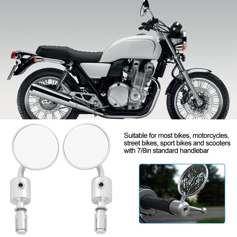 1 Pair 7/8in Round Bar End Guards Motorcycle Motorbike Rearview