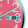MPM Quality Design Wall Clock, Turquoise/Pink, Date Display, Precise Quartz