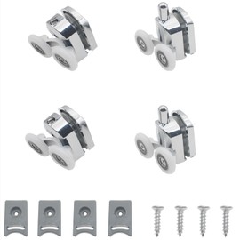 OZXNO 4 Pcs Curved Shower Door Rollers Aluminum Alloy Rv Shower Door Wheels Replacement with Anti-Collision Pad and Screws for 4-6mm Glass Door (23mm)