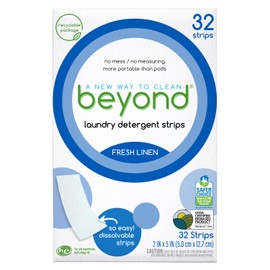 Beyond Laundry Detergent Strips [32 strips] - Fresh Linen - Eco-friendly, Hypoallergenic. Travel friendly. Dissolvable Strips.